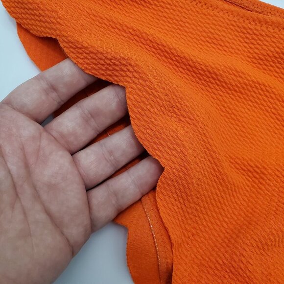 Unbranded Women's Bright Orange Knit Feel Scalloped Swim Bikini Bottoms Size L - Picture 2 of 5